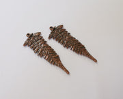 2 Fern leaf charms Antique copper plated charms (57x22mm) G23924
