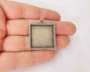 2 Pendant blank bezel Resin bezel Mosaic mountings Antique silver plated pendant (35x30mm)( 25 mm Bezel Inner Size)  G23692