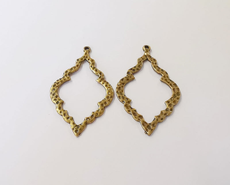2 Hammered charms Antique bronze plated charms (52x30mm)  G23928