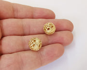 2 Ball charms Gold plated brass charms 12mm G23702