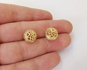 2 Ball charms Gold plated brass charms 12mm G23702