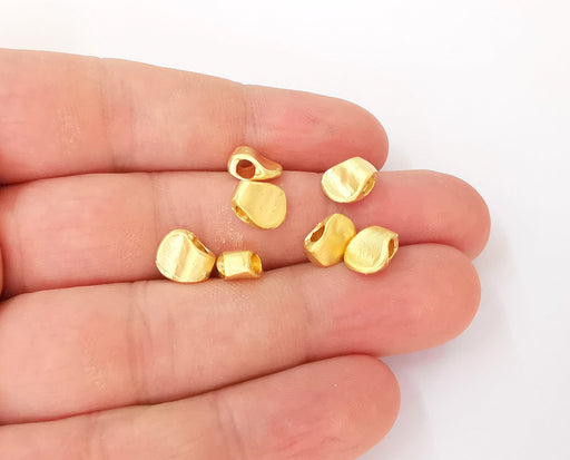 6 Gold beads Gold plated beads  (9x8mm)  G23703