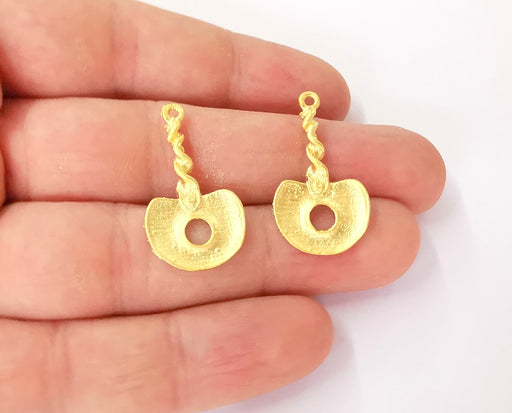 2 Gold charms Gold plated brass charms (30x17mm)  G23716