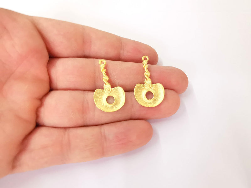 2 Gold charms Gold plated brass charms (30x17mm)  G23716