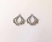 2 Flowers charms Antique silver plated brass charms (26x25mm)  G23719