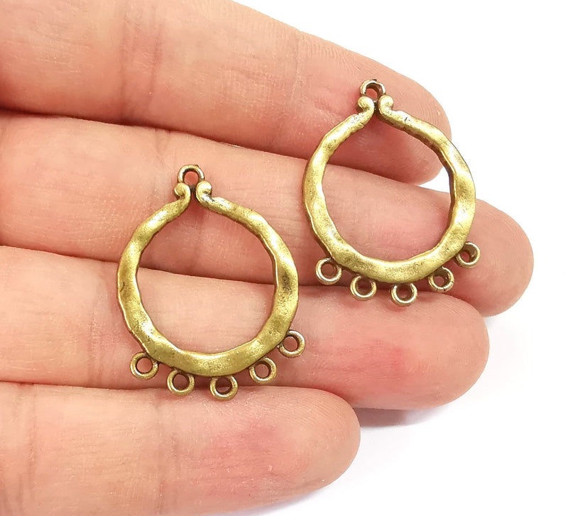 4 Antique bronze charms connector Antique bronze plated charms (32x24mm)  G23945