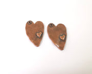 2 Heart charm Antique copper plated charm (37x24mm)  G23949