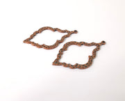 2 Hammered charms Antique copper plated charms (52x30mm)  G23965