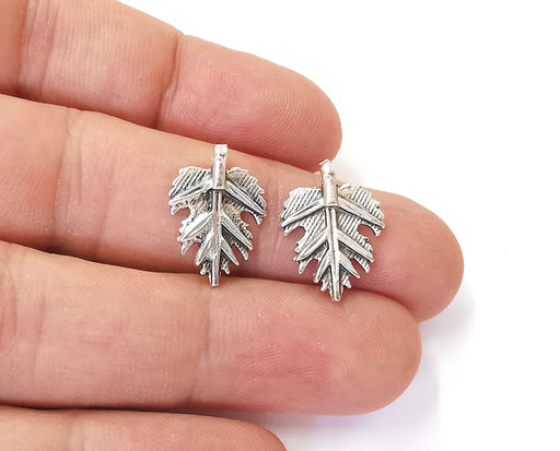 5 Leaf charms Antique silver plated brass charms (19x13mm)  G23741