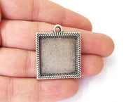 2 Charms blank bezel Resin bezel Mosaic mountings Antique silver plated charms (35x30mm)( 25 mm Bezel inner size)  G23743