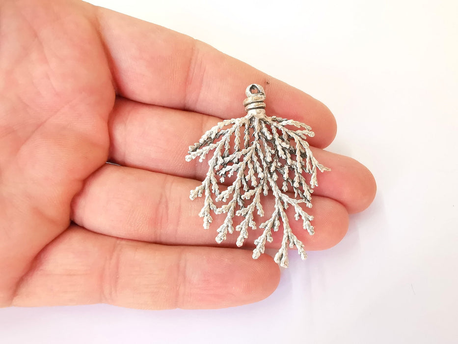 Tree branch charm Antique silver plated brass charm (52x42mm) G23742