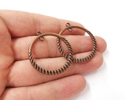2 Round charms connector (Double Sided) Antique copper plated charms (37x34mm)  G23969