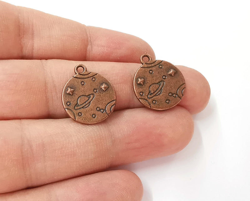 5 Space charms (Double Sided) Antique copper plated charms (20x17mm) G23973