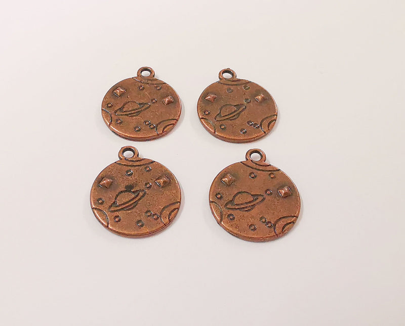 5 Space charms (Double Sided) Antique copper plated charms (20x17mm) G23973