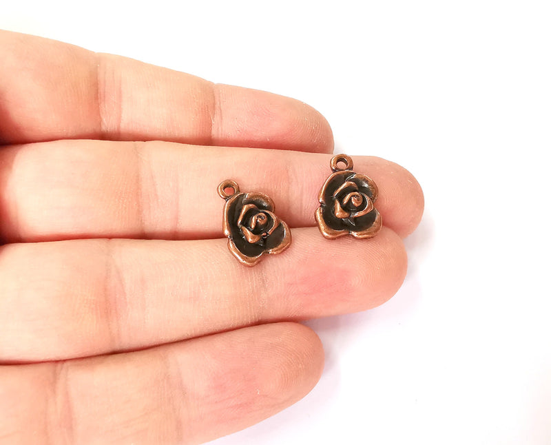 10 Rose charms Copper plated charms (16x12mm) G23979