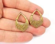 4 Double sided charms Antique bronze plated charms (32x21mm)  G23980