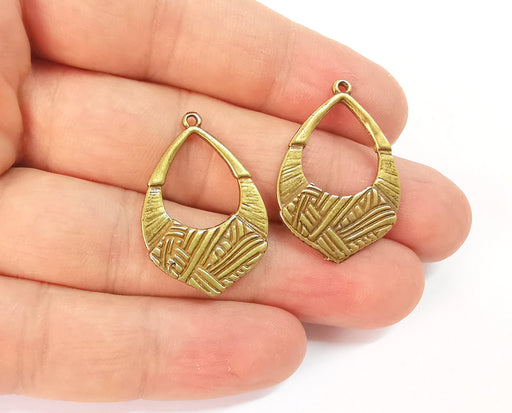 4 Double sided charms Antique bronze plated charms (32x21mm)  G23980