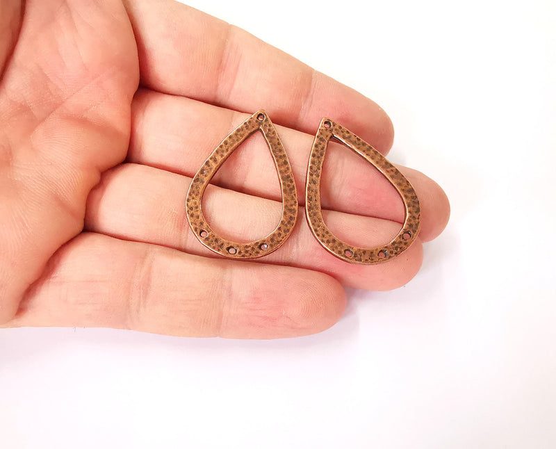 2 Drop charms connector Antique copper plated charms (38x26mm)  G23981