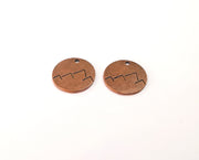 4 Mountain charms Round charms Antique copper plated charms (19mm)  G23988