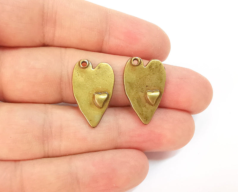4 Heart charm Antique bronze plated charm (24x15mm)  G23991
