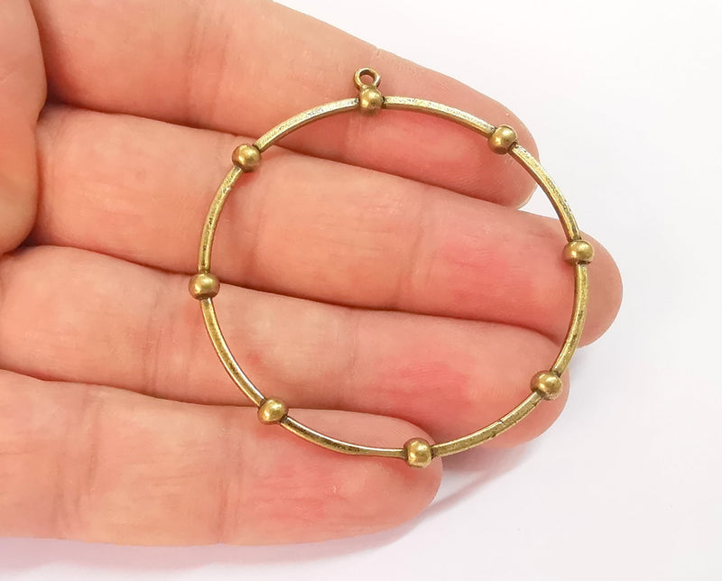 2 Antique bronze plated Circle charms (54x52mm)  G23994
