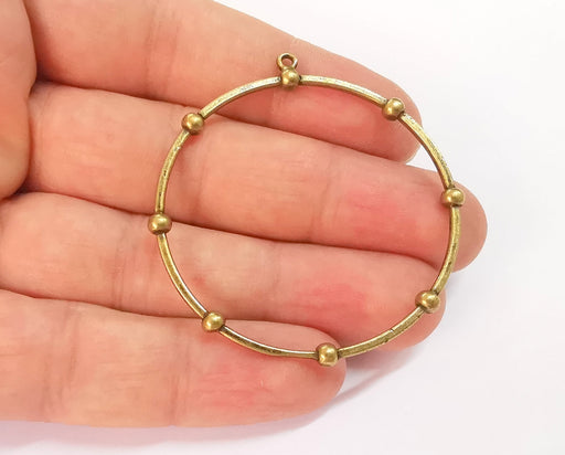 2 Antique bronze plated Circle charms (54x52mm)  G23994