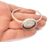 Bracelet blank cuff bezel resin bangle inlay Blank glass cabochon base bezel Hammered adjustable Antique silver bracelet (24mm ) G24002