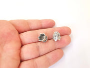 2 Silver cone caps findings Antique silver plated brass  (12x11 mm)  G23747