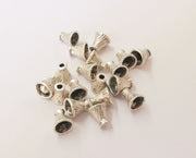 10 Silver cone caps findings Antique silver plated brass  (7x7mm)  G23754