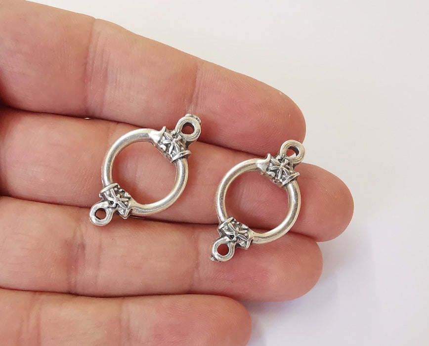 4 Silver connector charms Antique silver plated charms (31x18mm) G23755