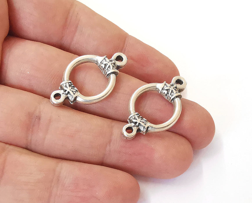 4 Silver connector charms Antique silver plated charms (31x18mm) G23755