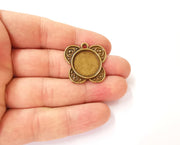 2 Antique bronze charm cabochon blank bezel Antique bronze plated charm (28x27mm) (17mm Blank size) G24005