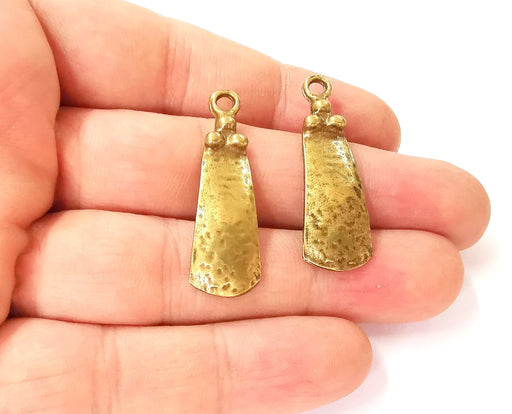 4 Hammered antique bronze charms Antique bronze plated charms  (38x12mm) G24006