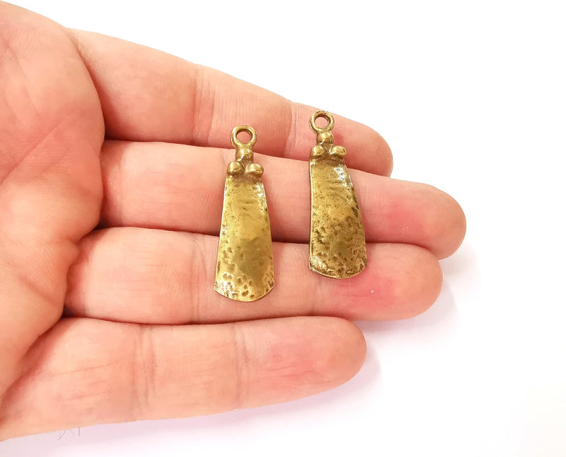 4 Hammered antique bronze charms Antique bronze plated charms  (38x12mm) G24006