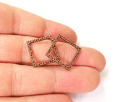 10 Square Connector Antique copper plated connector (17x17mm) G24018