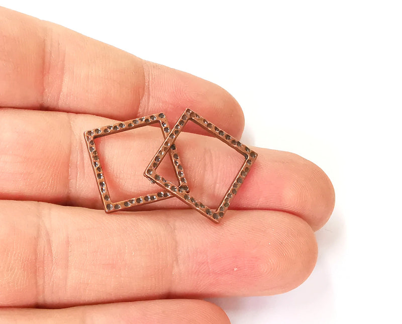 10 Square Connector Antique copper plated connector (17x17mm) G24018