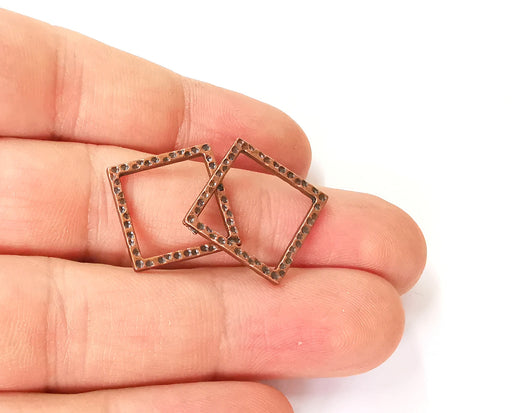 10 Square Connector Antique copper plated connector (17x17mm) G24018