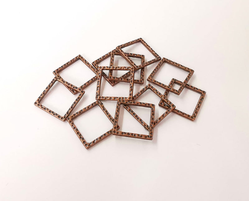 10 Square Connector Antique copper plated connector (17x17mm) G24018
