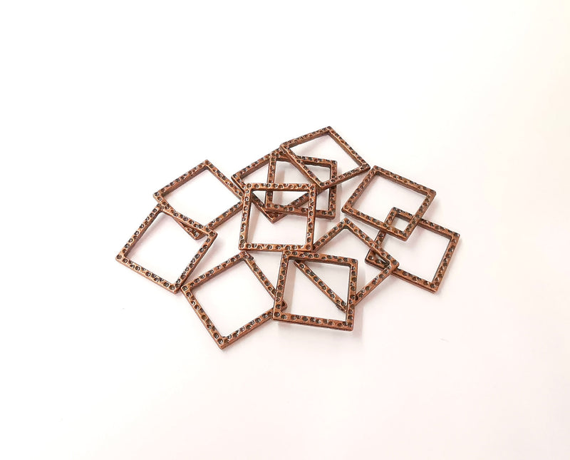 10 Square Connector Antique copper plated connector (17x17mm) G24018
