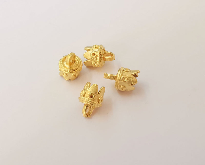 4 Gold end caps findings Gold plated brass findings (10x8mm)  G23762