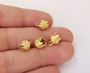 4 Gold end caps findings Gold plated brass findings (10x8mm)  G23762