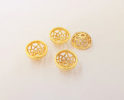 4 Filigree Bead Caps Findings Gold Plated Brass Findings (12x6mm) G23759