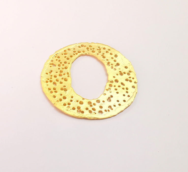 Holes filigree connector charms Gold plated brass charms (45mm)  G24024