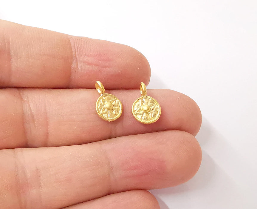 8 Gold plated small patterned charms Gold plated brass charms (13x8mm)  G24025