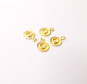 4 Gold plated charms blank bezel Gold plated brass charms (14x10mm)  G24026