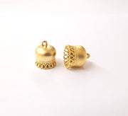 4 Gold end caps findings Tassel caps cone Gold plated brass findings (14x12mm)  G24030