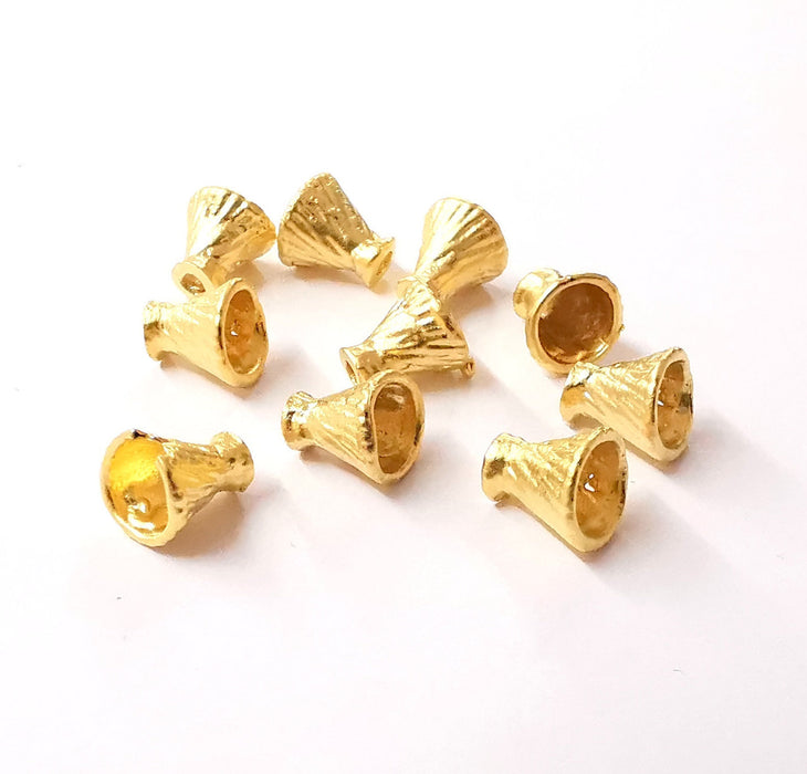 10 Gold plated cone findings Gold plated brass (7x7mm)  G24035