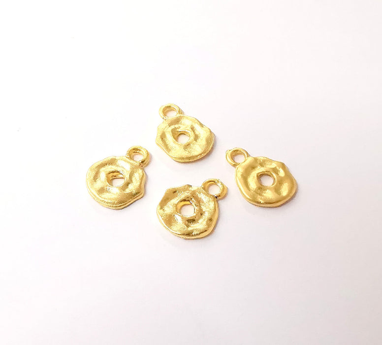 8 Gold plated disc charms hollow charms Gold plated brass charms (14x10mm)  G24036