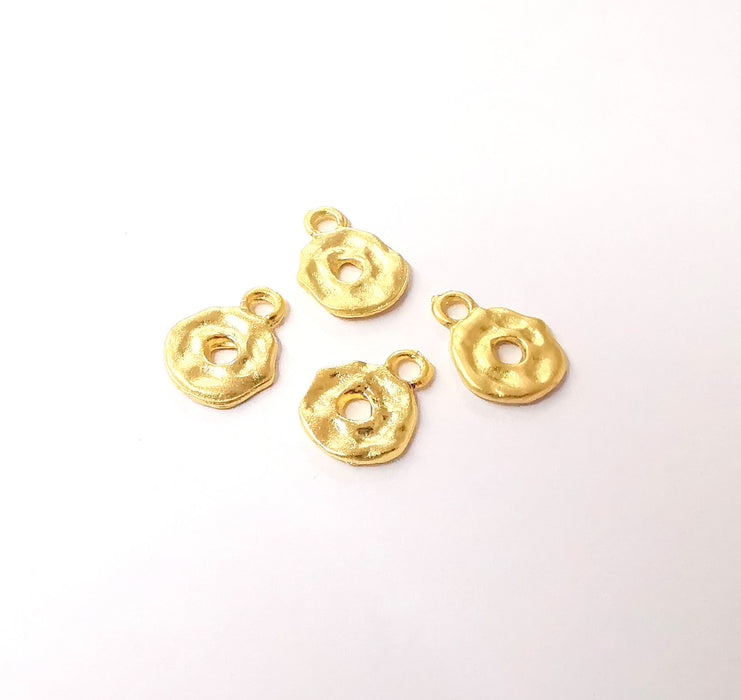 8 Gold plated disc charms hollow charms Gold plated brass charms (14x10mm)  G24036