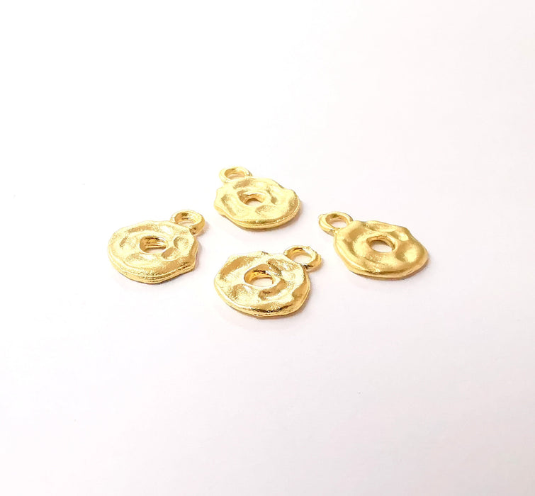 8 Gold plated disc charms hollow charms Gold plated brass charms (14x10mm)  G24036